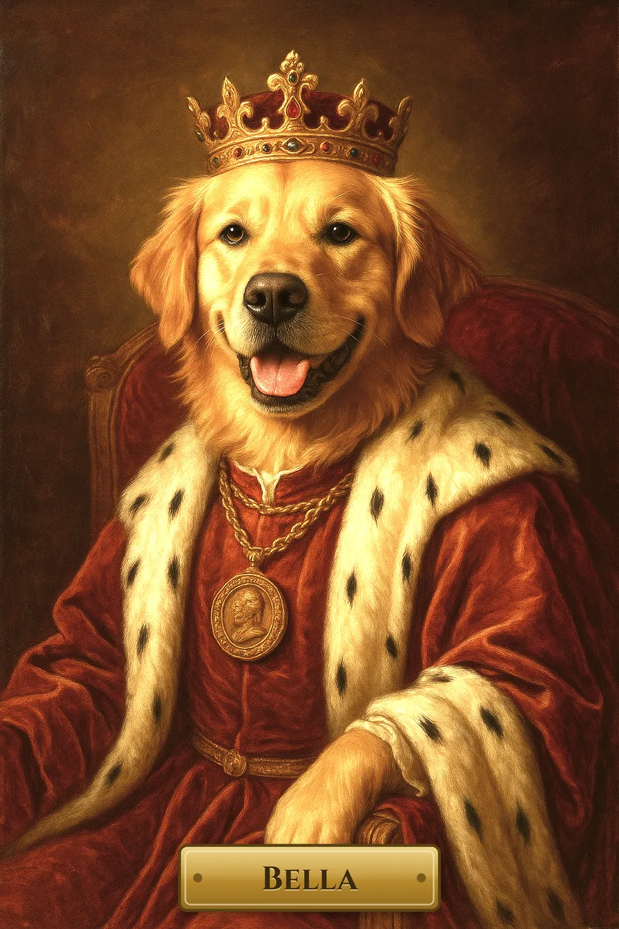 Bella, a custom pet portrait in the The Royal style